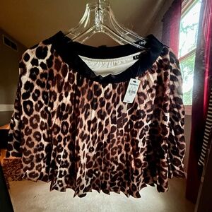 Leopard Print pleated Skirt